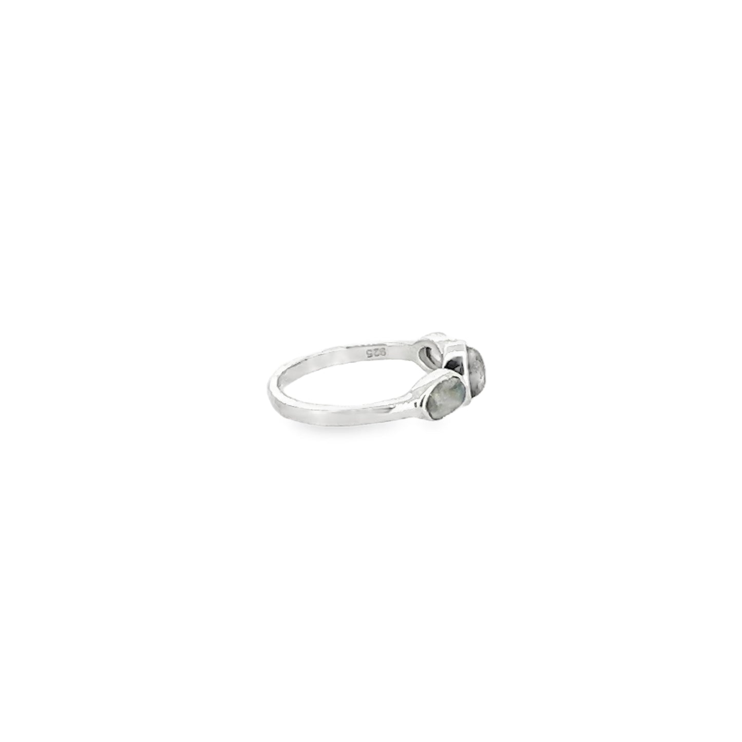 Triple Moonstone Set Silver Ring