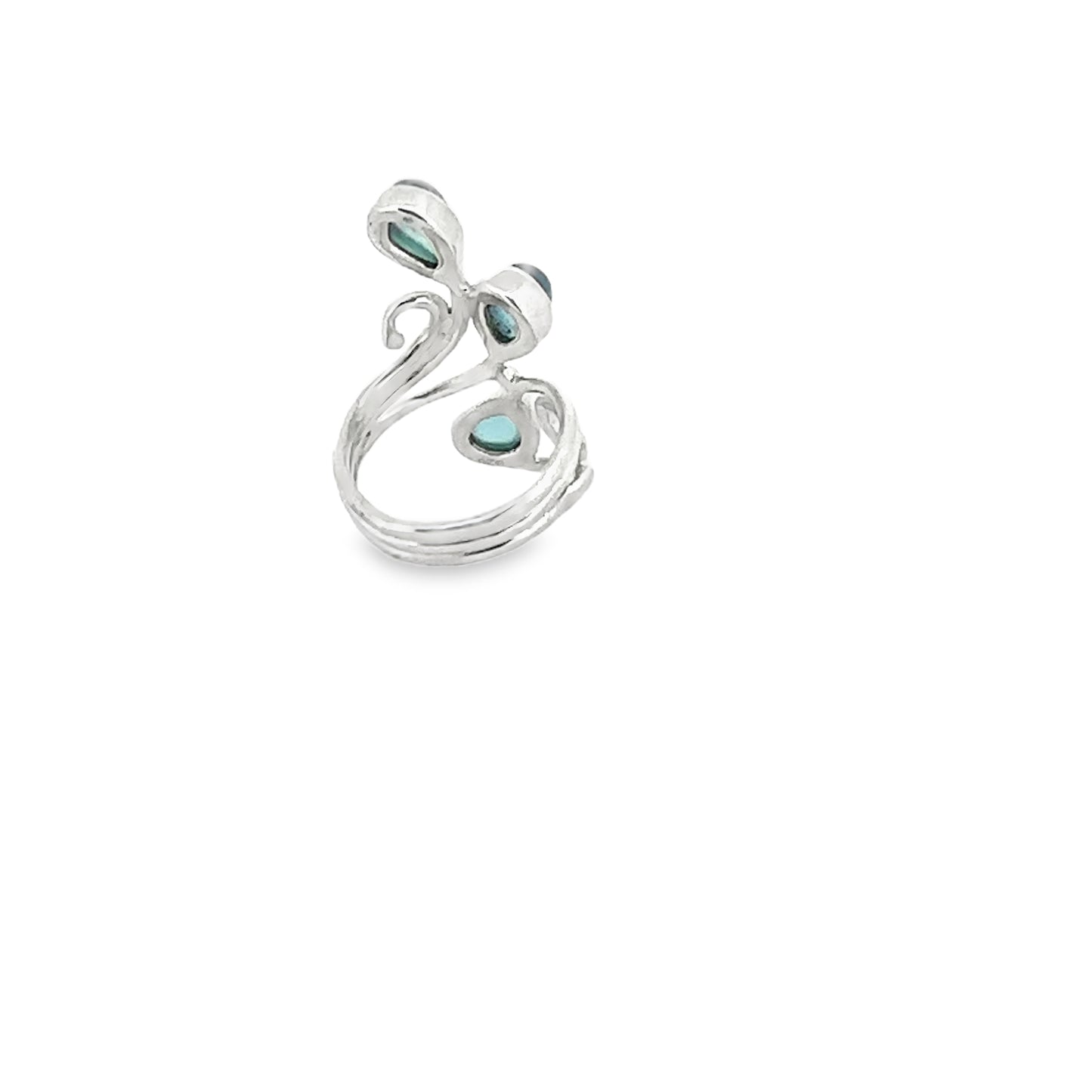 Silver and Triple Blue Chalcedony Ring