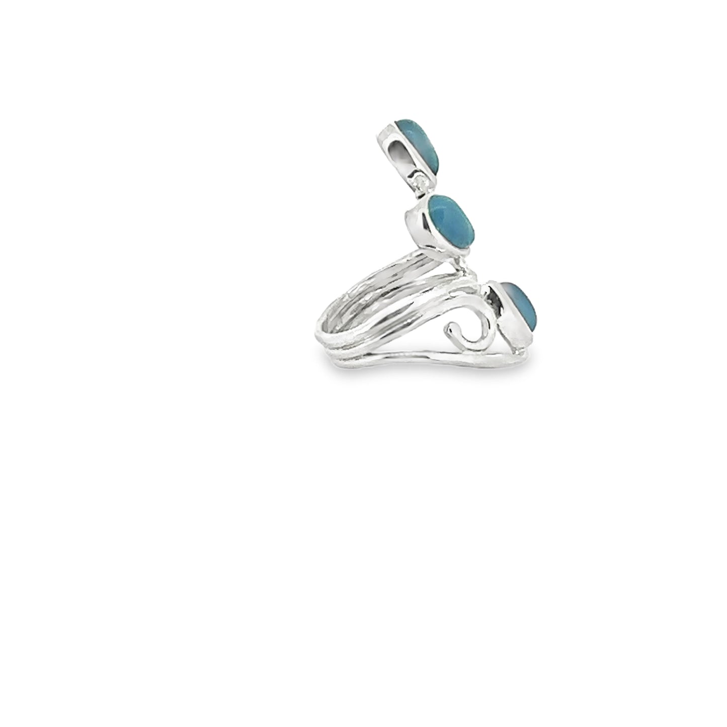 Silver and Triple Blue Chalcedony Ring