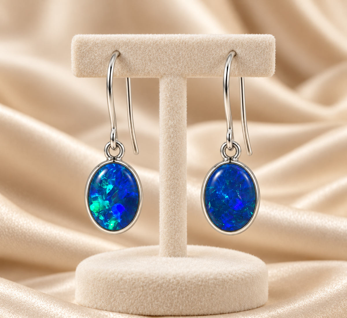 Deep Blue Sterling Silver Opal Drops