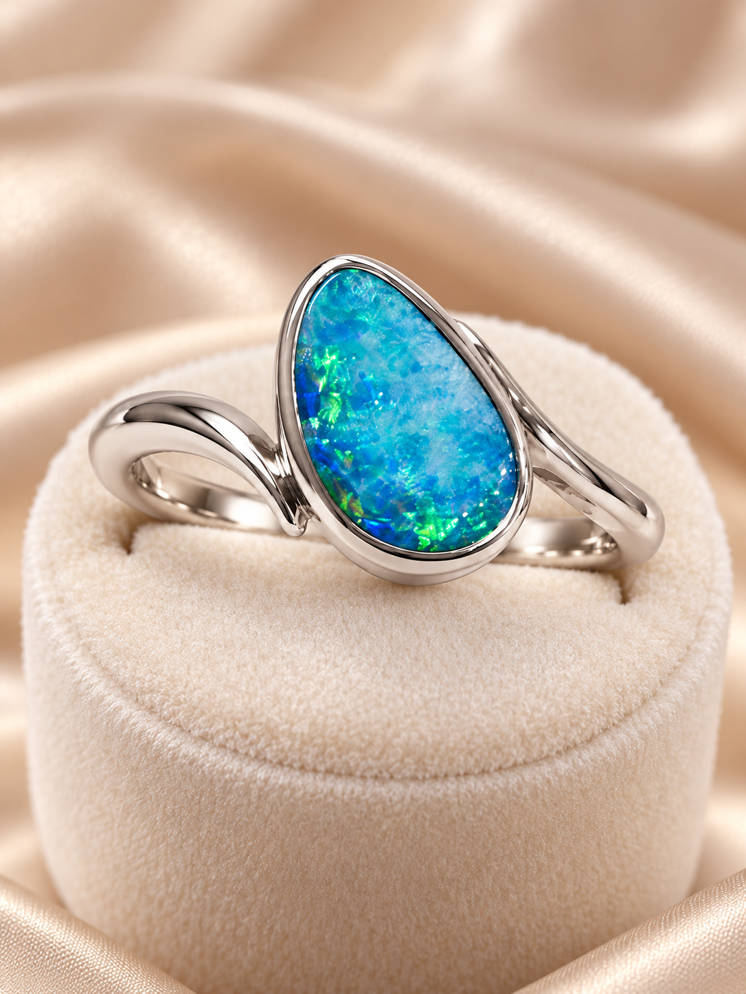 Light Blue Sterling Silver Opal Ring