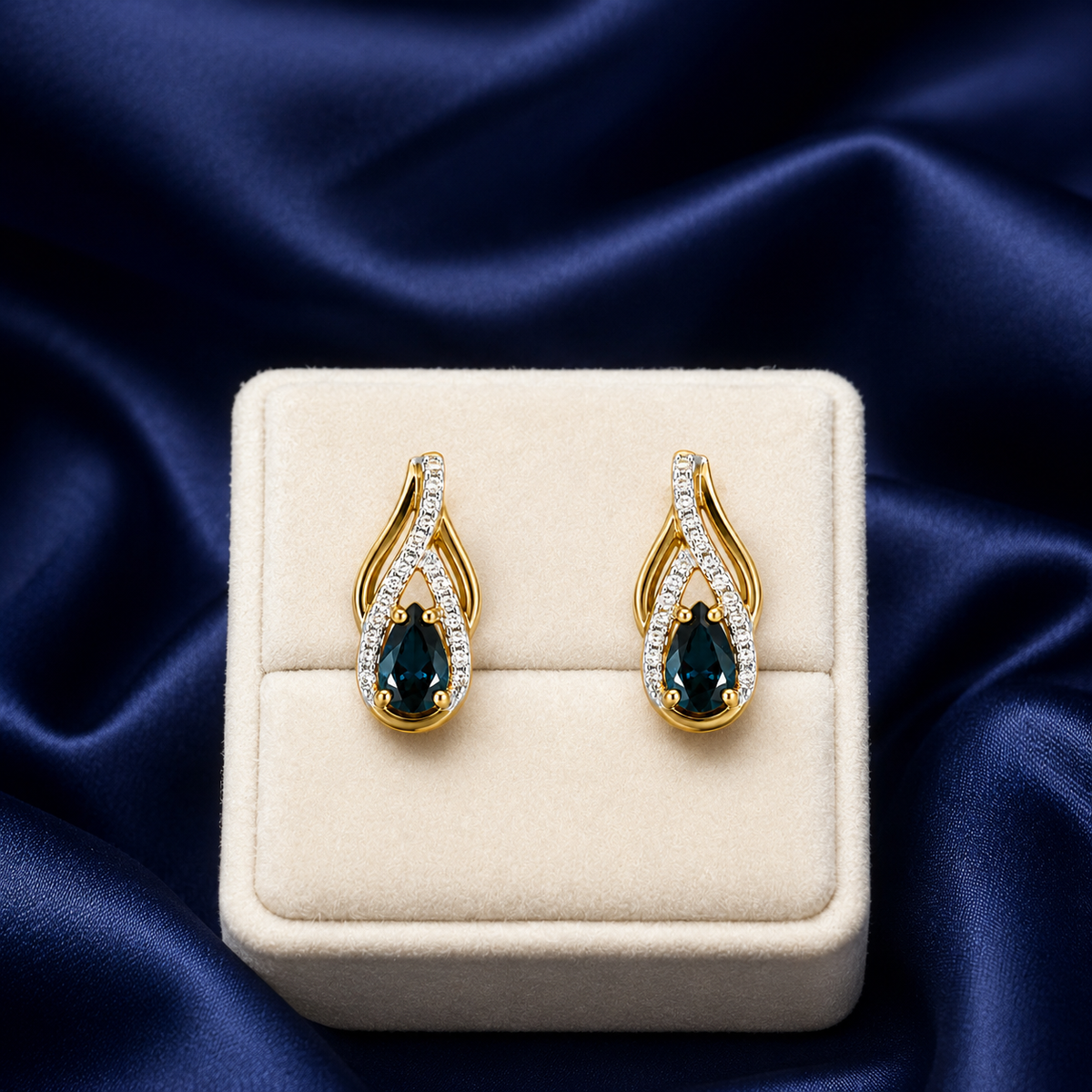 Pear Sapphire Gold Earrings
