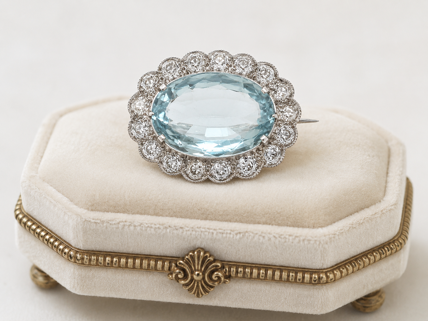 Pre-loved Aquamarine Diamond Brooch