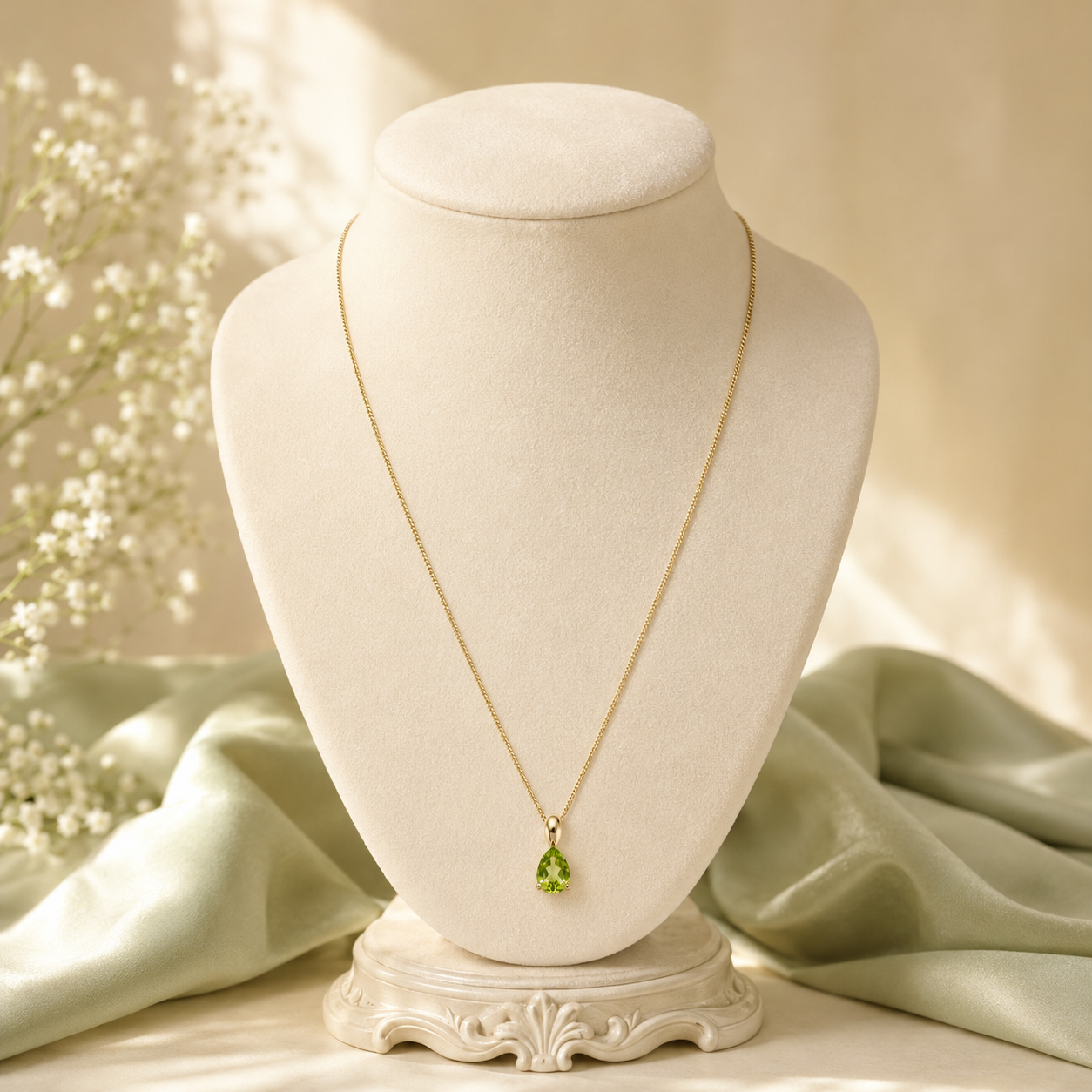 Golden Pear Peridot Necklace