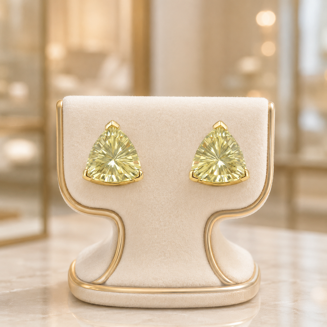 Citrine Gold Triangle Earrings