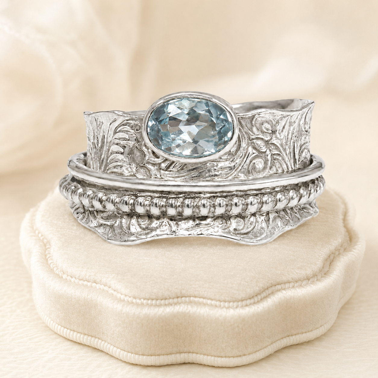 Blue Topaz Layered Spinner Ring