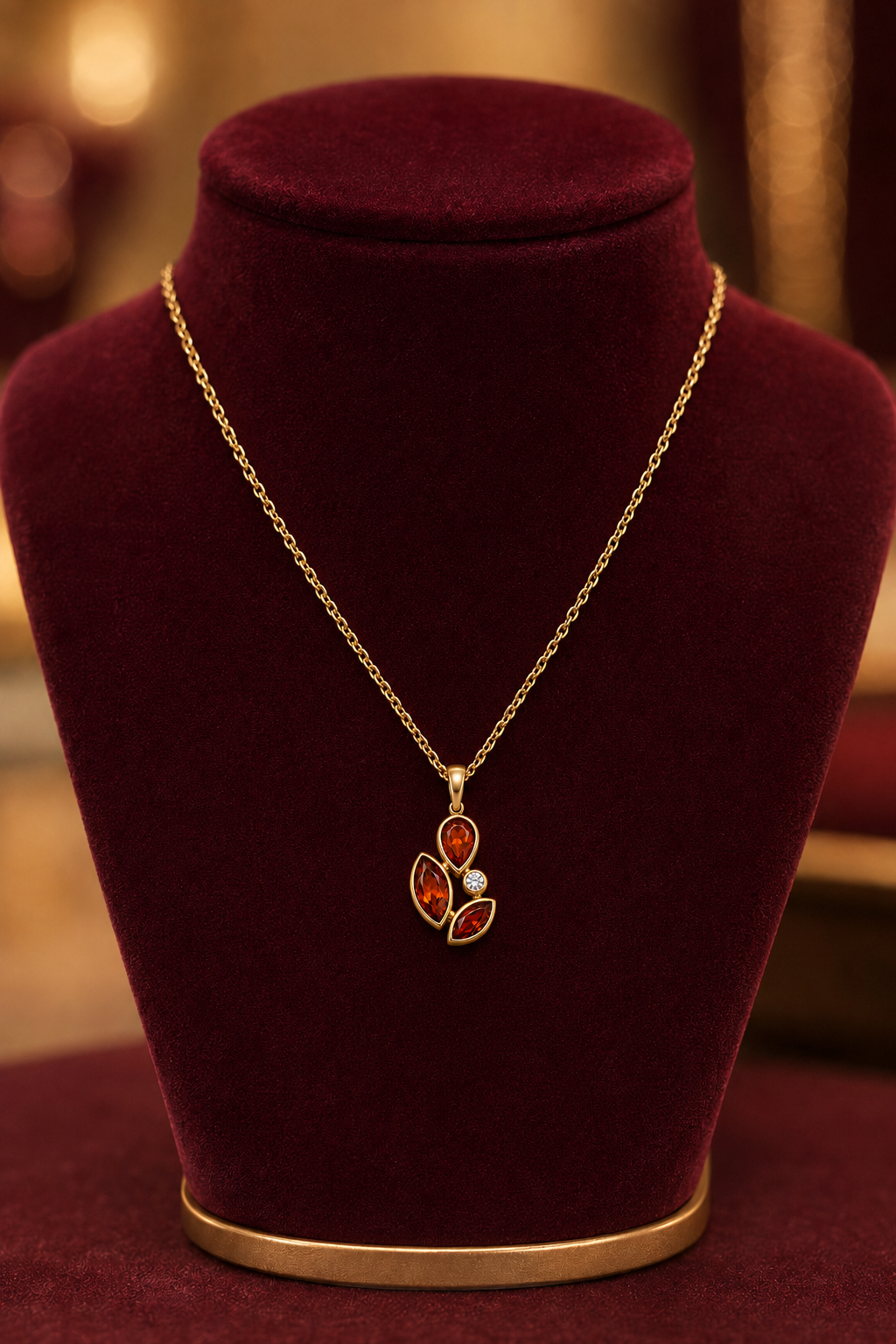 Fire Opal and Diamond Pendant