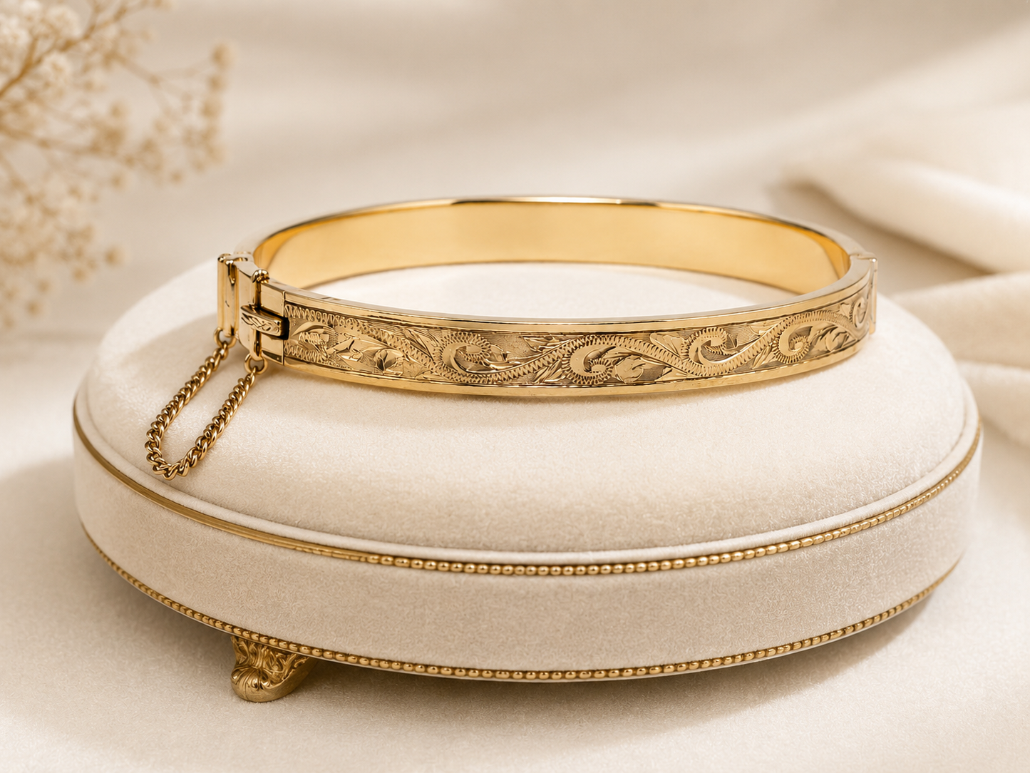 Pre-loved 9ct Intricately Engraved Bangle