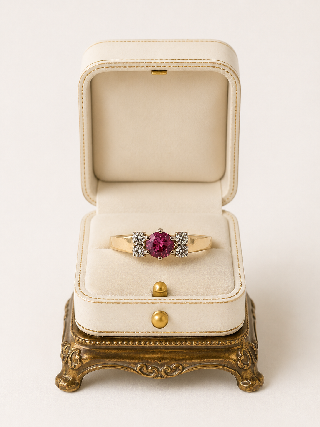 Pre-loved 18ct Four Diamond Ruby Ring