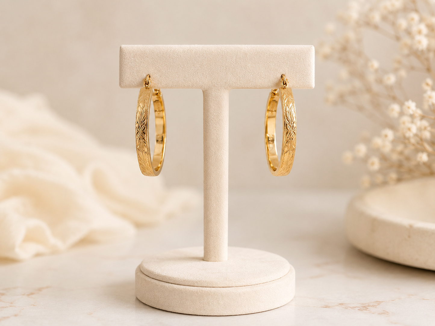 Pre-loved Aurora Engraved Hoop Earrings