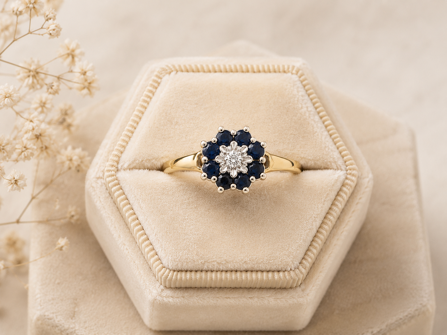 Midnight Sapphire Bloom Ring