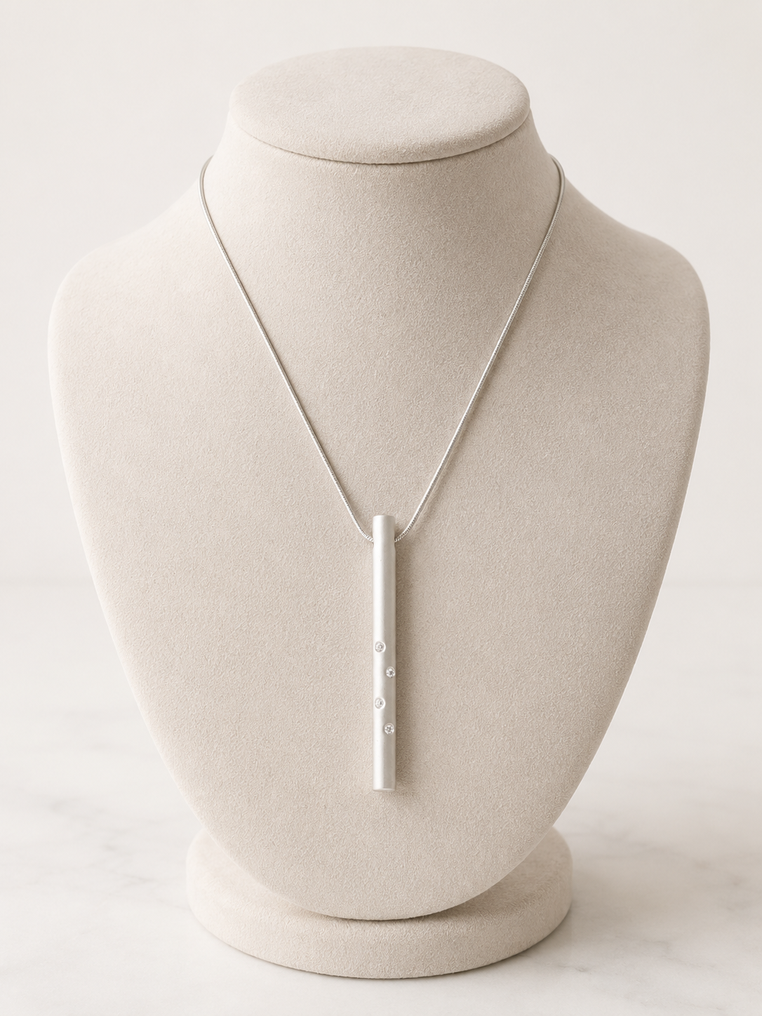 Handmade Sterling Silver Cubic Zirconia Pendant Necklace