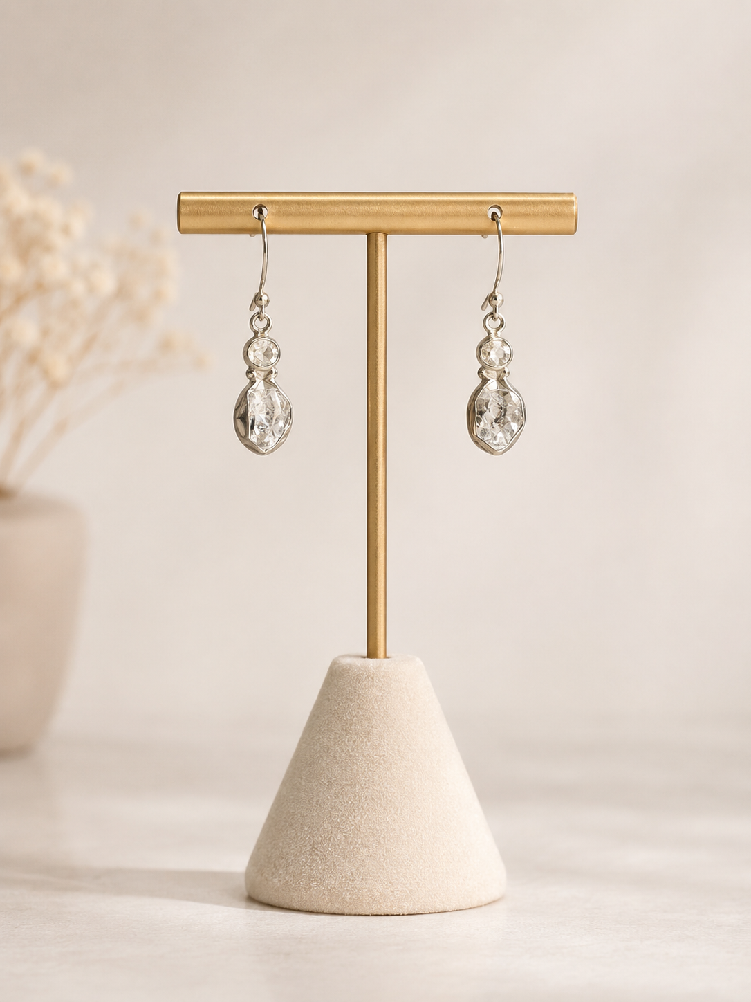 Herkimer Diamond Silver Drop Earrings