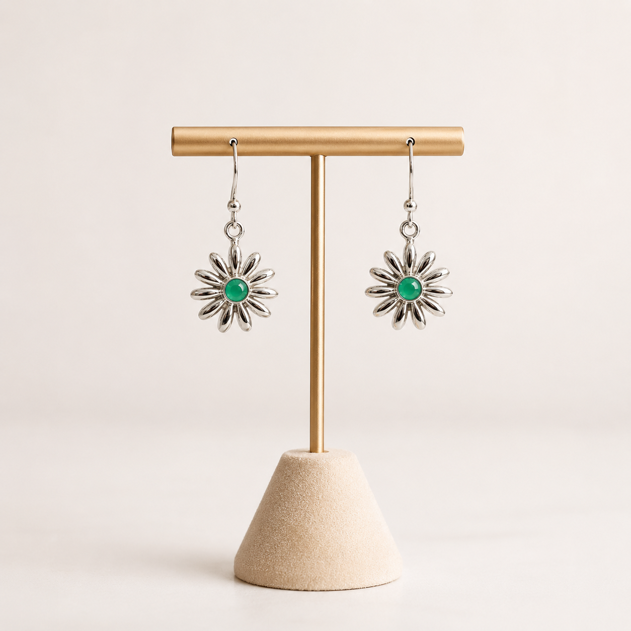 Floral Green Agate Earrings