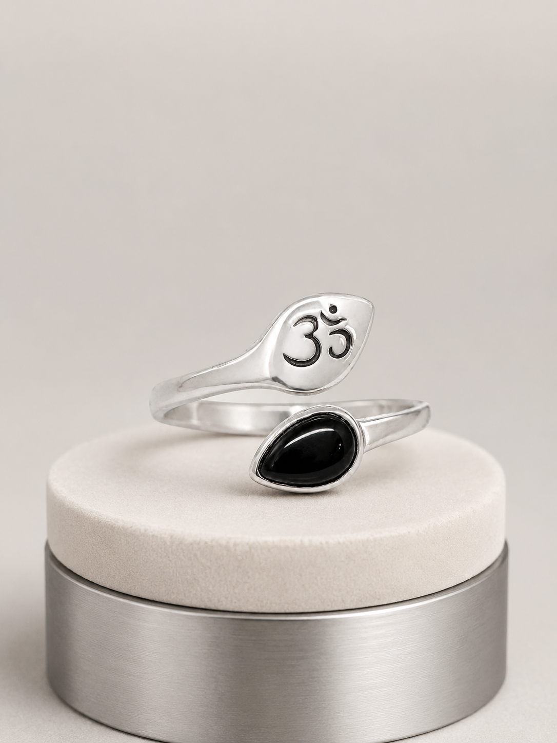 Om Black Onyx Spiritual Ring