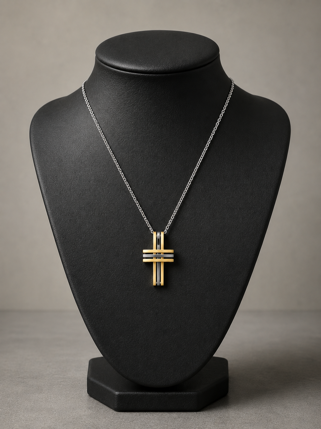 UNIQUE &CO. Stainless Steel Contemporary Cross Necklace