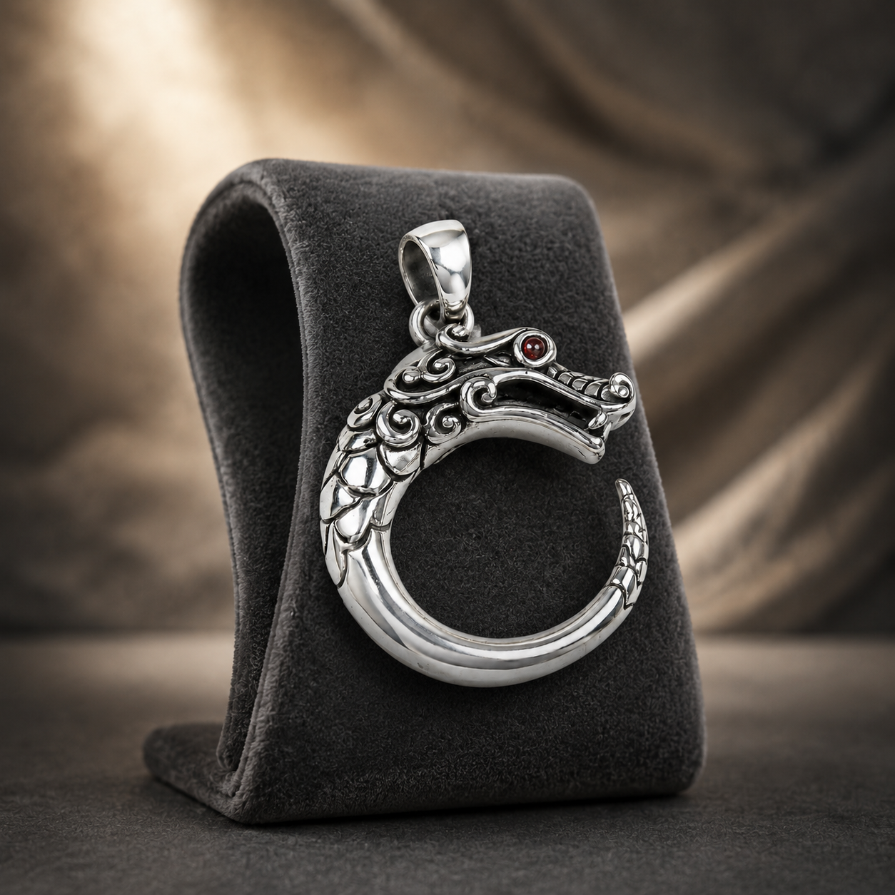 Garnet Eye Dragon Pendant