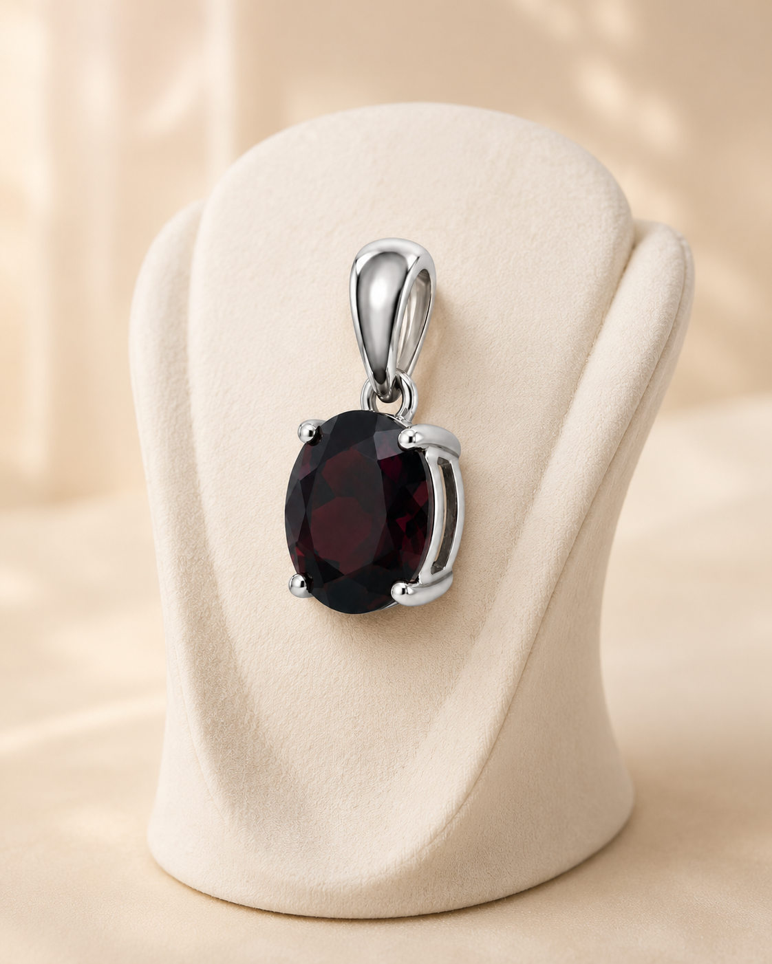 Chunky Oval Garnet Pendant