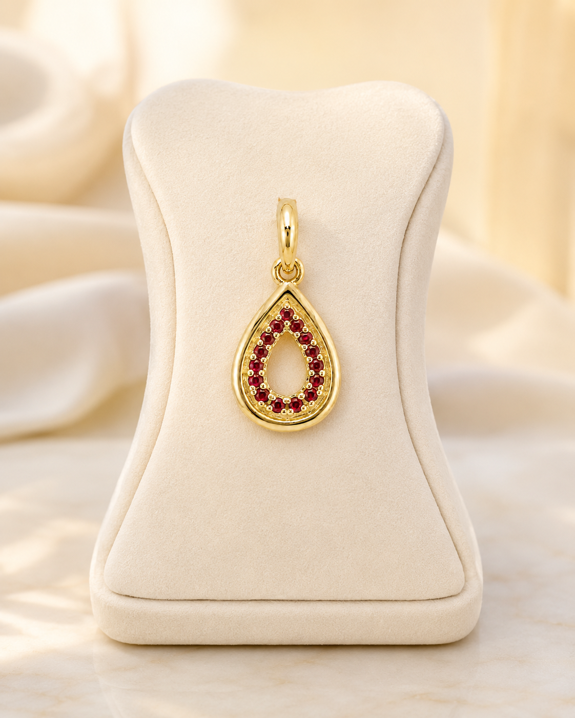 Gold Garnet Teardrop Pendant