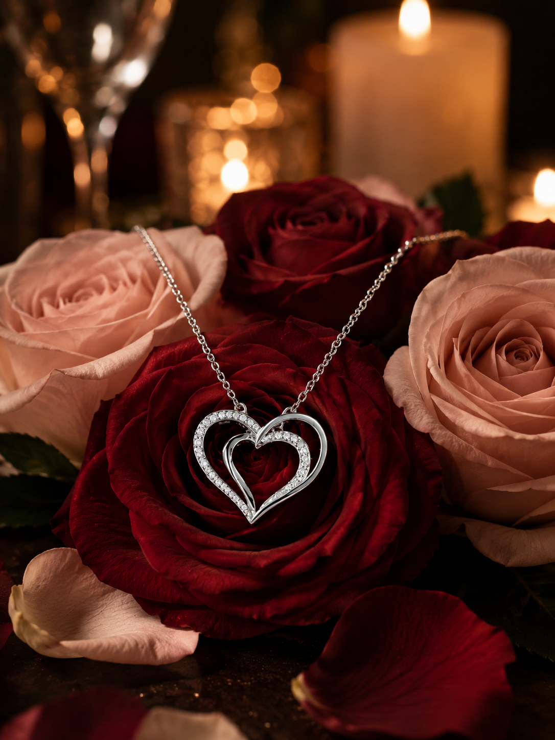Silver 3D Heart Pendant Necklace