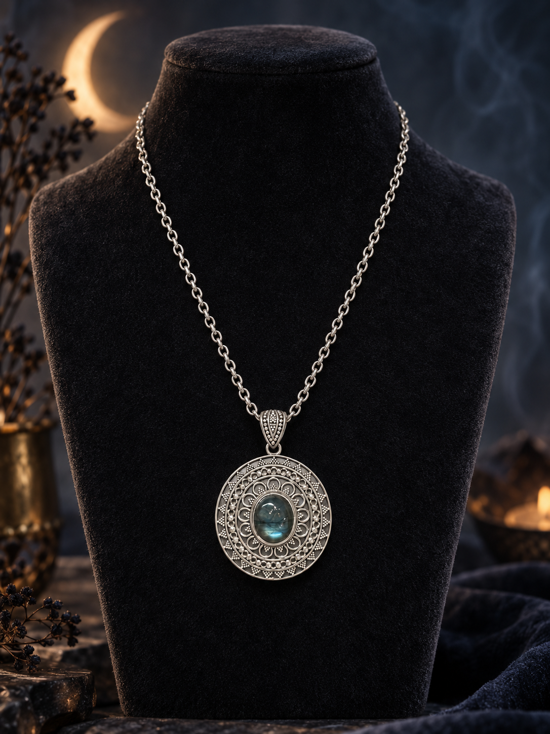 Intricate Labradorite Pendant Necklace