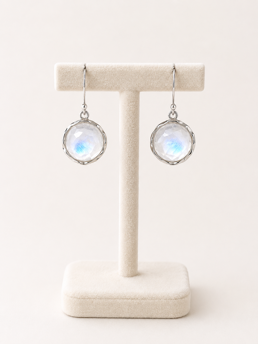 Blue Moonstone Orb Drop Earrings