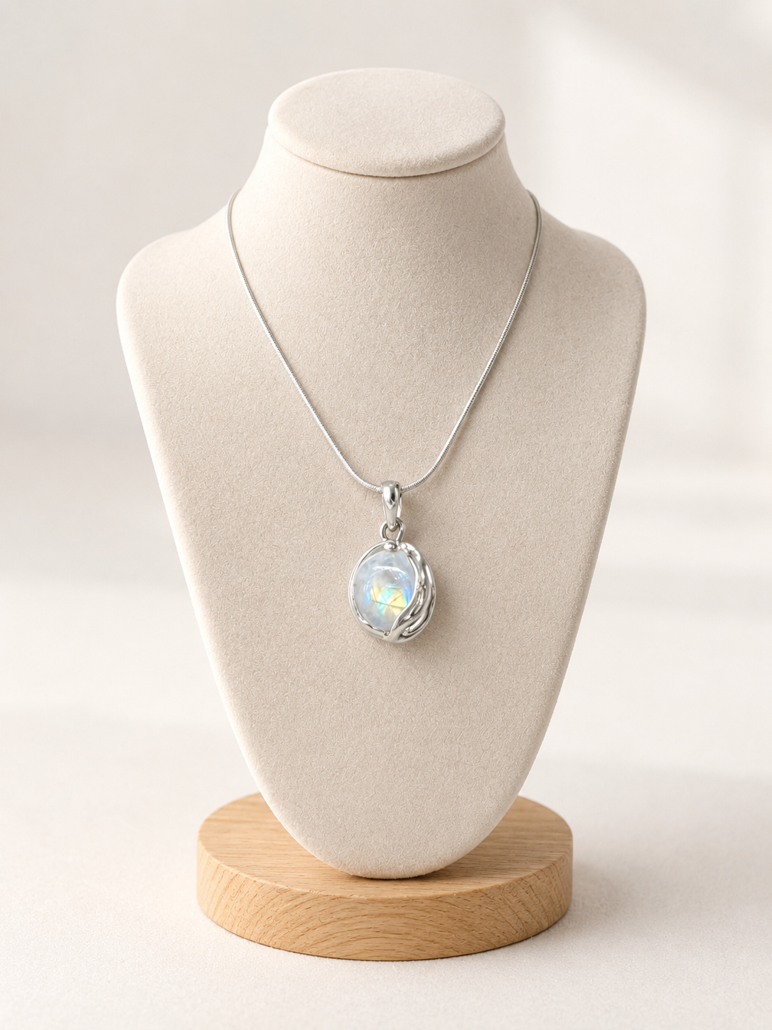 Moonstone Orb Sterling Silver Pendant