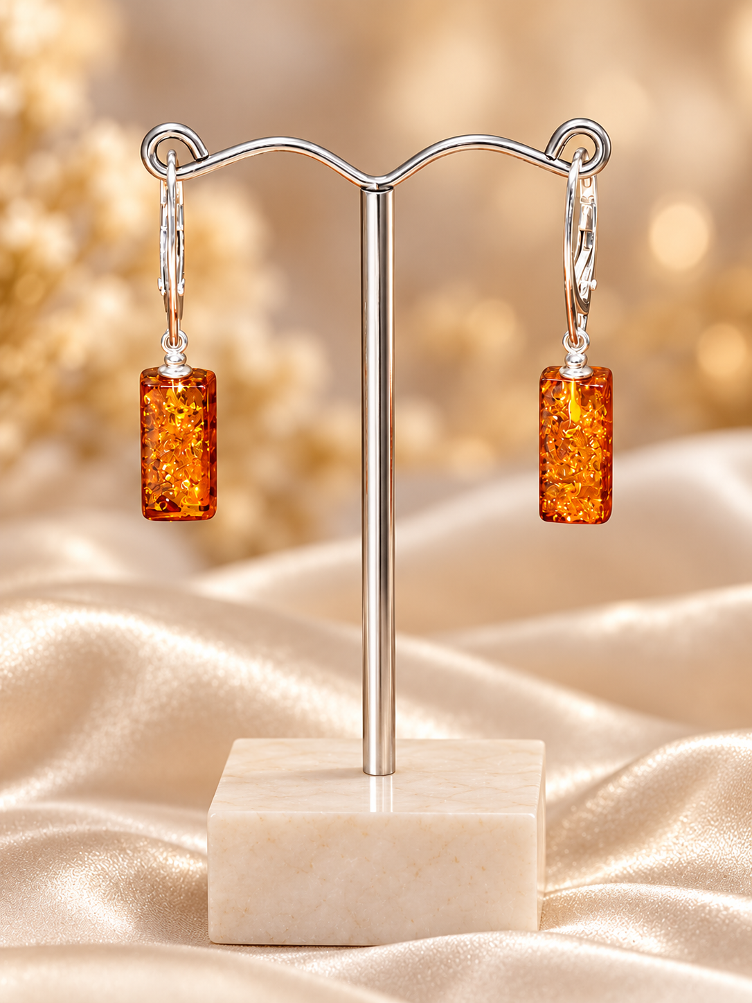Amber Rectangle Drop Earrings