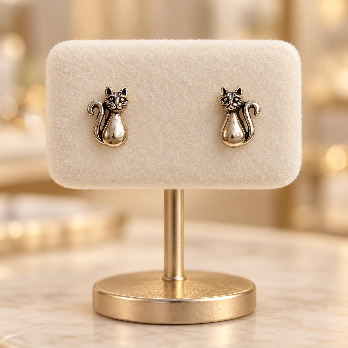 Sterling Silver Cat Studs