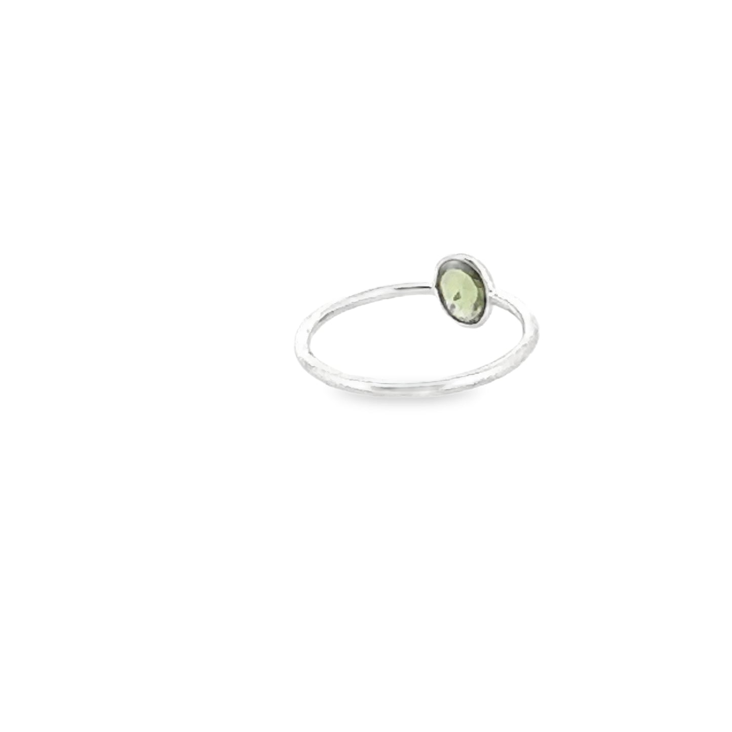 Green Peridot Gemstone Delicate Silver Ring