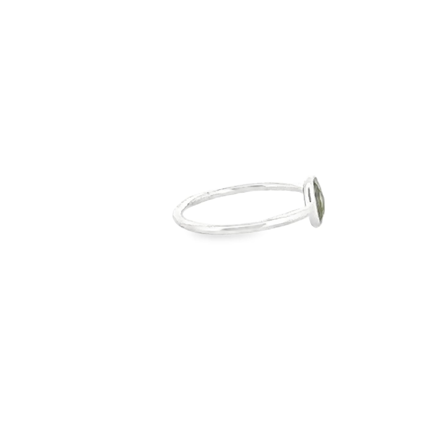 Green Peridot Gemstone Delicate Silver Ring