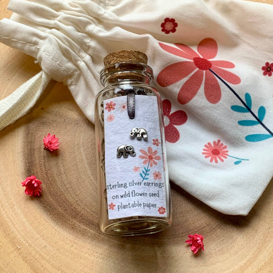 Elephant Sterling Silver Bottled Earrings With Gift Bag 