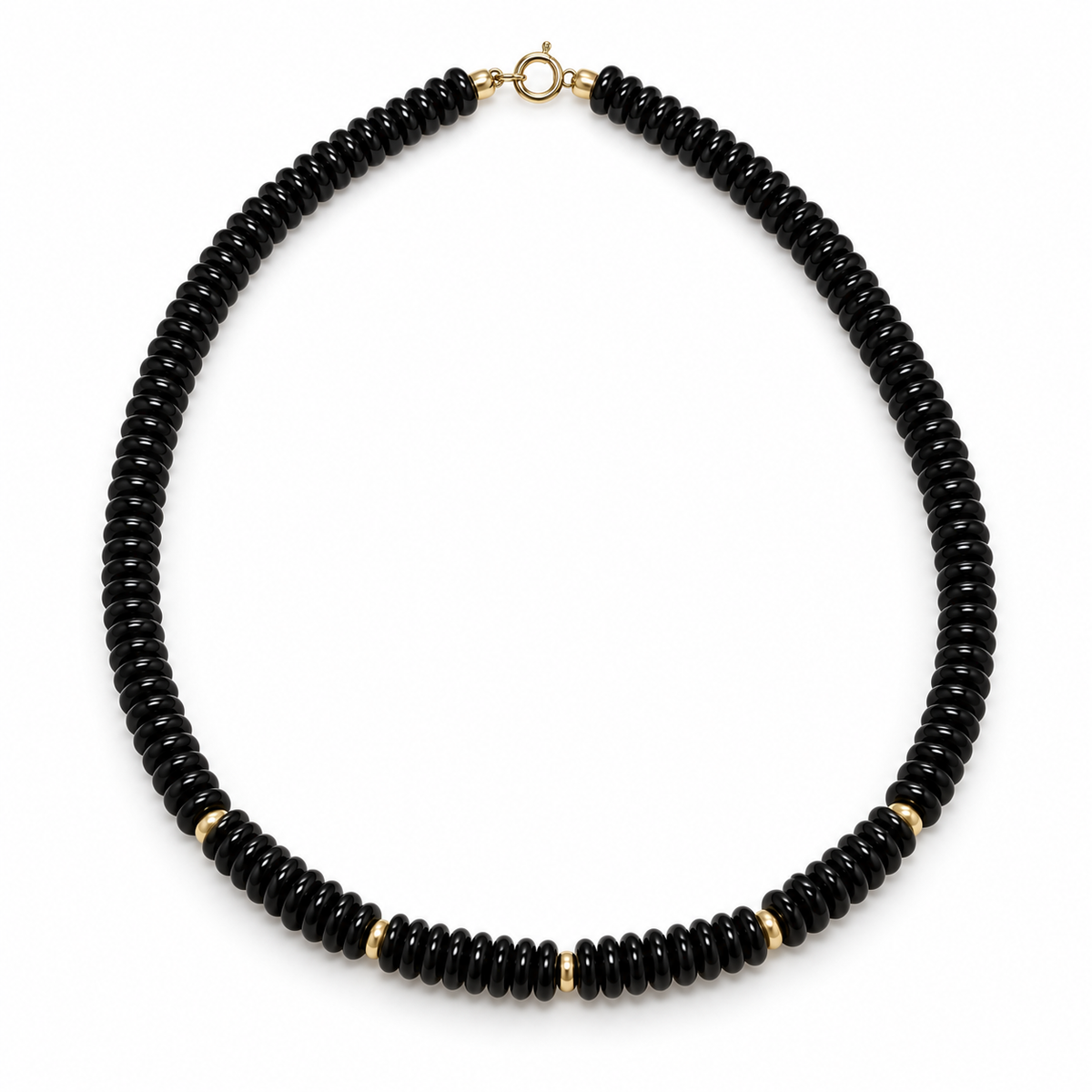 9ct Gold Black Onyx Beaded Necklace
