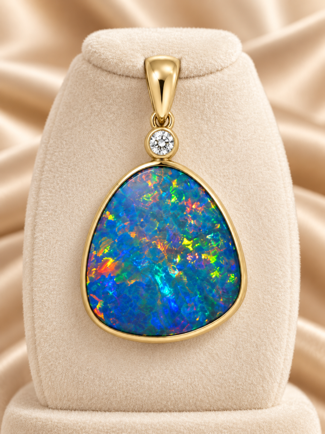 Gold Opal Diamond Pendant