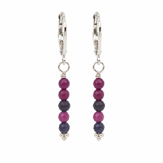 Sapphire and Ruby Beaded Earrings
