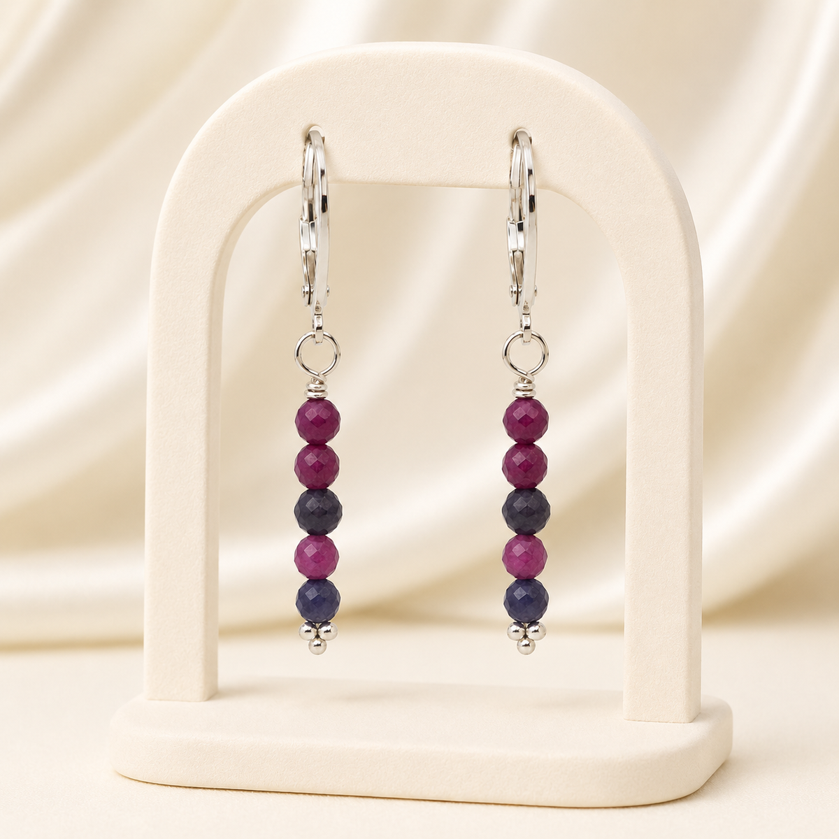 Sapphire and Ruby Beaded Earrings