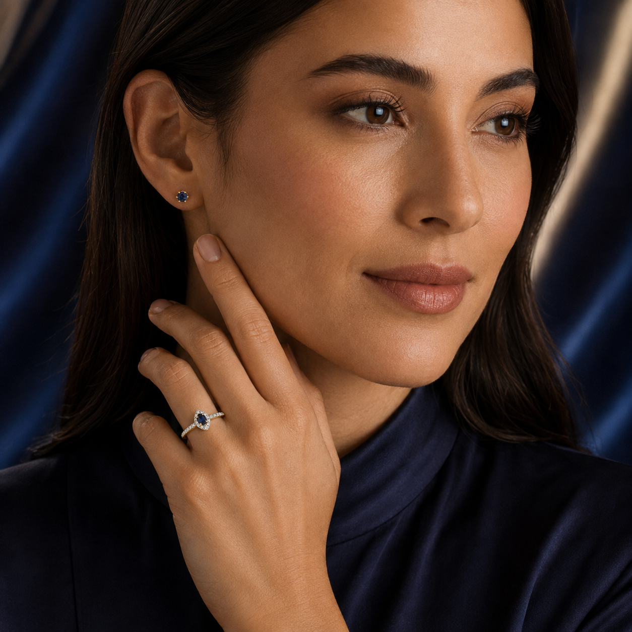 Dainty Gold Sapphire Studs