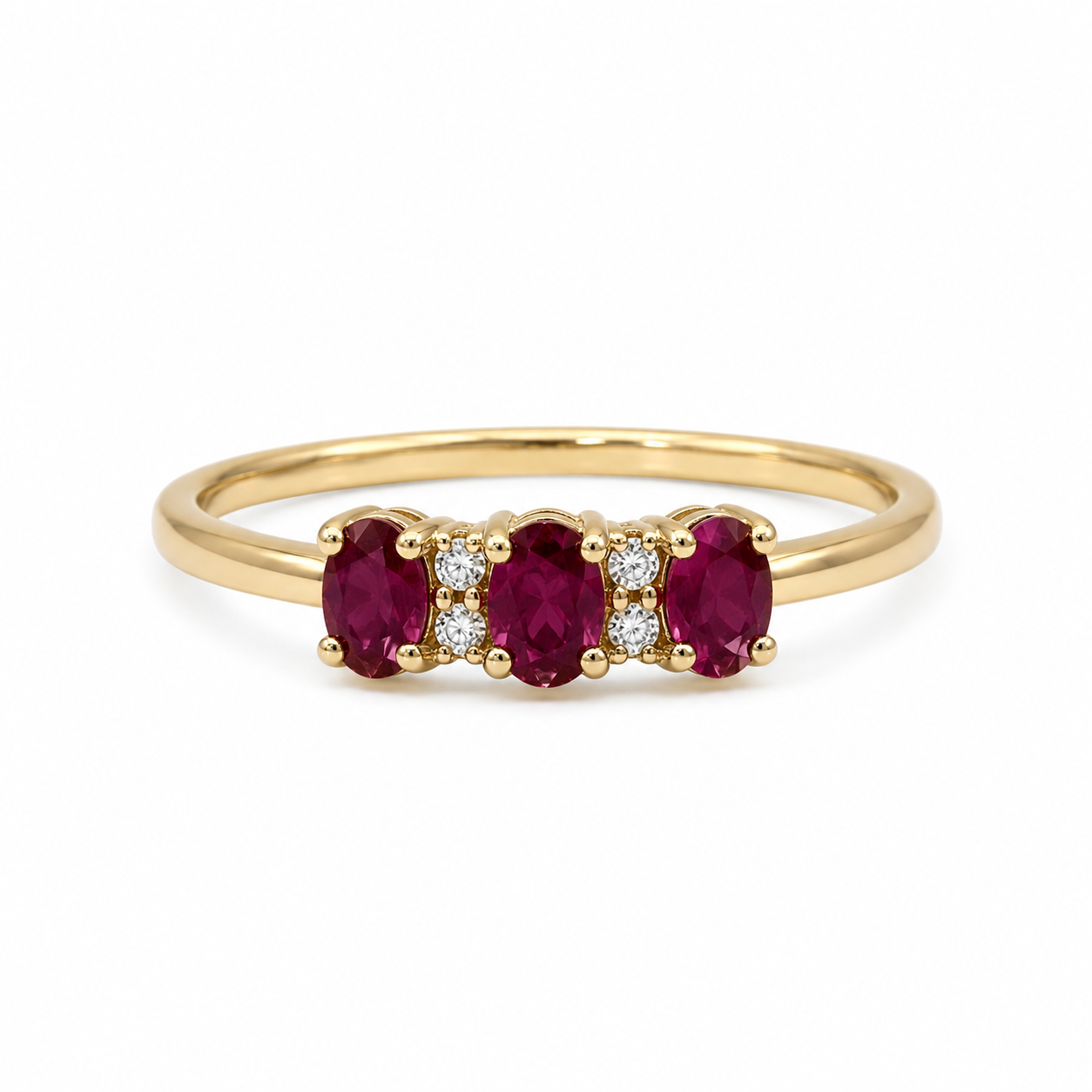 Ruby and White Topaz Gold Ring