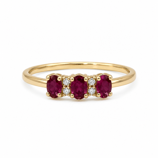 Ruby and White Topaz Gold Ring