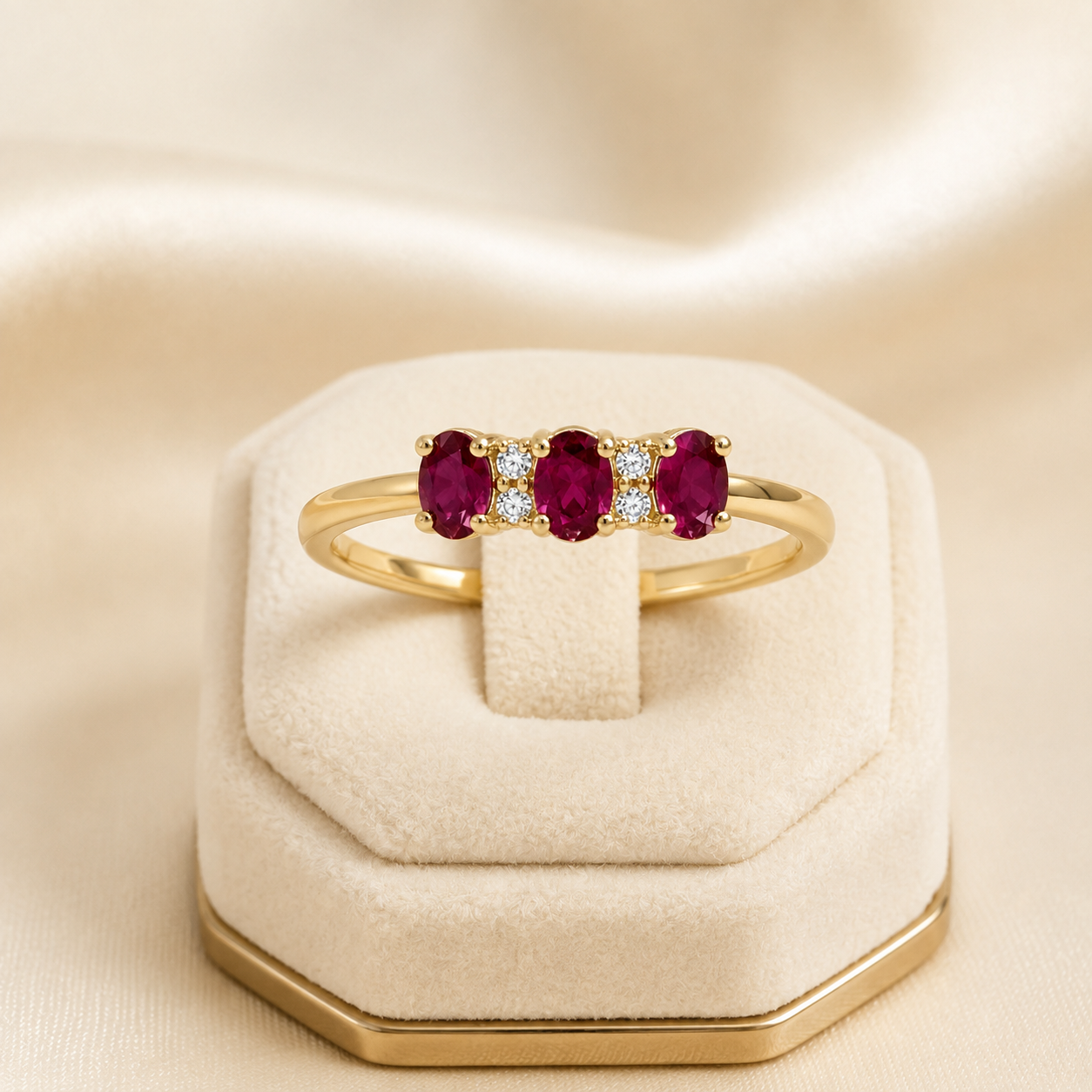 Ruby and White Topaz Gold Ring