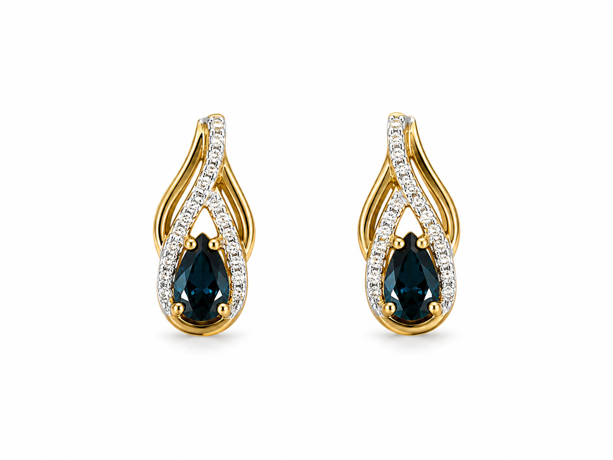 Pear Sapphire Gold Earrings