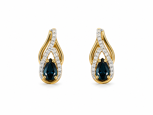 Pear Sapphire Gold Earrings