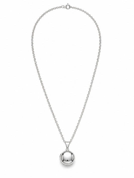 Sterling Silver Round Locket Necklace