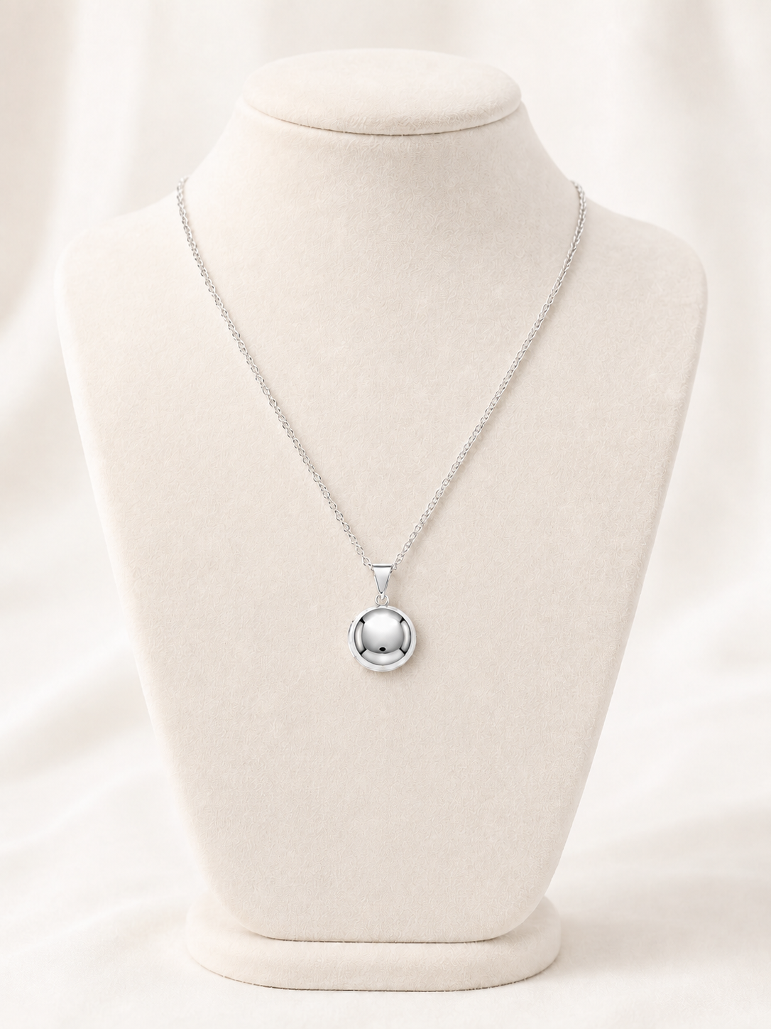 Sterling Silver Round Locket Necklace