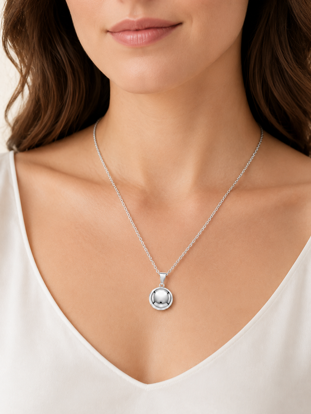 Sterling Silver Round Locket Necklace