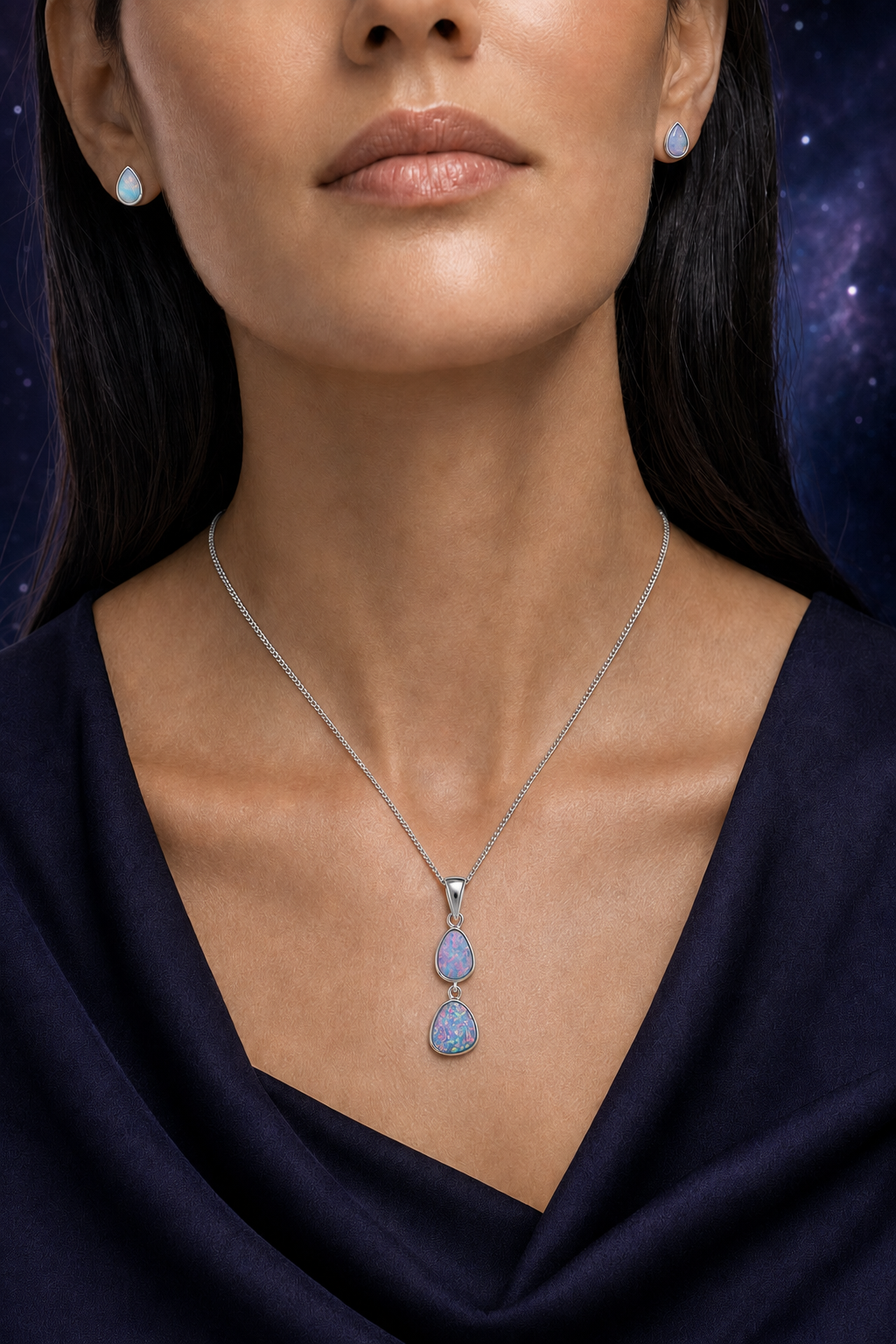 Starlit Opal Teardrop Earrings