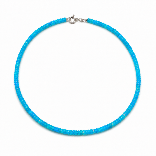 Deep Aqua Opal Beaded Necklace