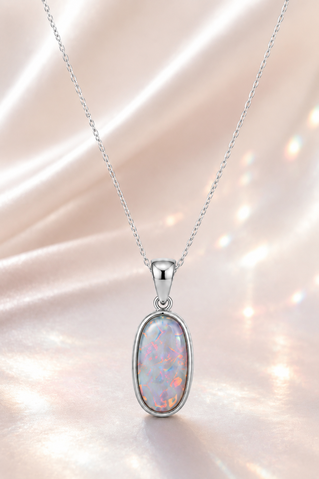White Shimmer Opal Necklace