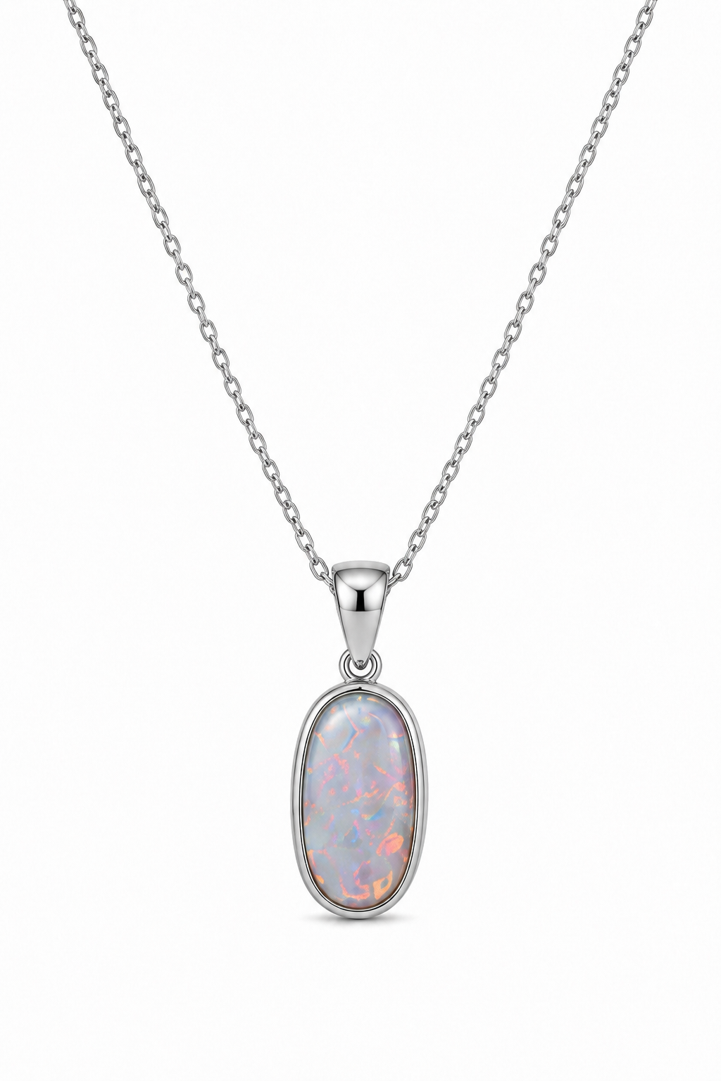 White Shimmer Opal Necklace