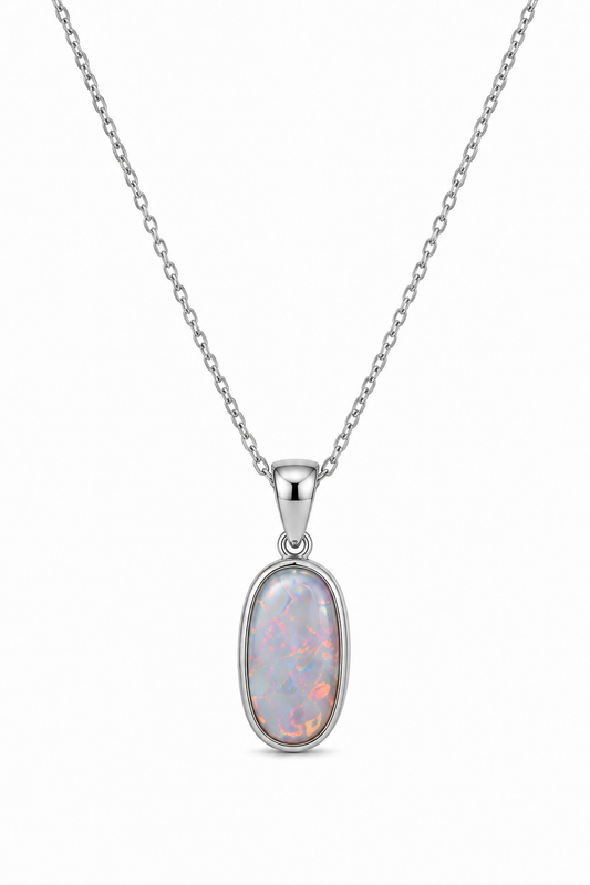 White Shimmer Opal Necklace